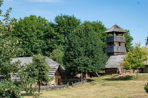 Museum Van Grote Moravië Modra Uitzicht Uitkijktoren Midden Het Dorp — Stockfoto