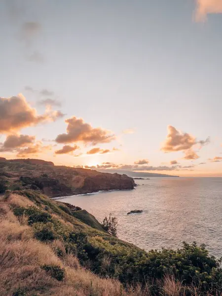 Hawaii Maui Sahilinde Nefes Kesici Bir Günbatımının Dikey Çekimi — Stok fotoğraf