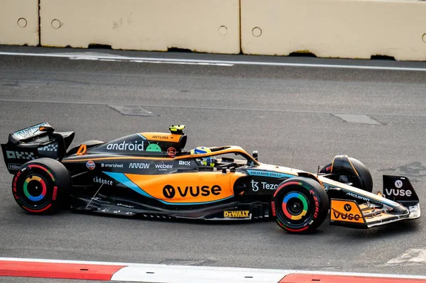 Coche Mclaren Fórmula Capturado Durante Gran Premio 2022 Bakú Azerbaiyán —  Fotos de Stock