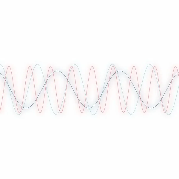 多色半色调多峰重叠波浪形线与流畅多彩的动态音乐声束Sine波谱背景 — 图库照片
