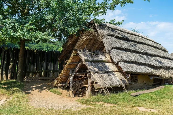 Modra Openluchtmuseum Museum Great Moravia Oud Slavisch Houten Huis Een — Stockfoto