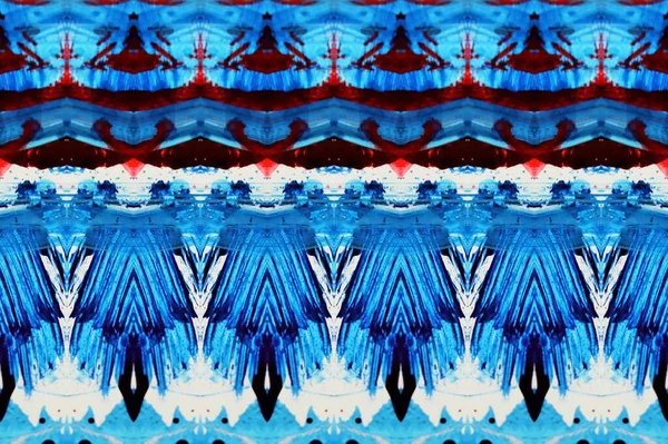 Absztrakt Művészi Zökkenőmentes Kék Piros Minta Gyönyörű Vonalakkal Rétegekkel — Stock Fotó