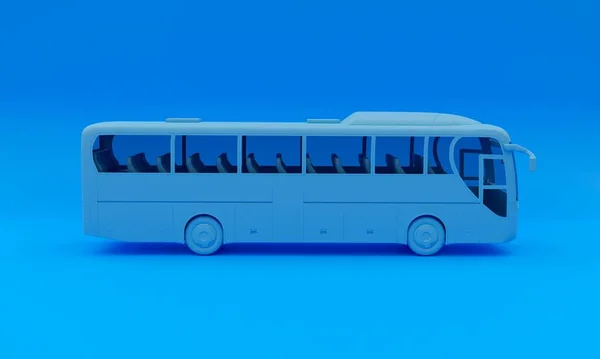 Μια Απόδοση Ενός Λεωφορείου Απομονωμένο Μπλε Φόντο — Φωτογραφία Αρχείου