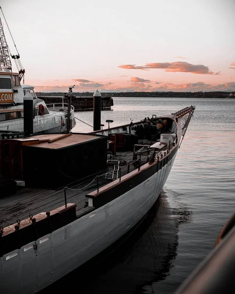 Vertical Shot Empty Ship Harbor Bellingham Washington Pink Sunset Sky — Stock Photo, Image