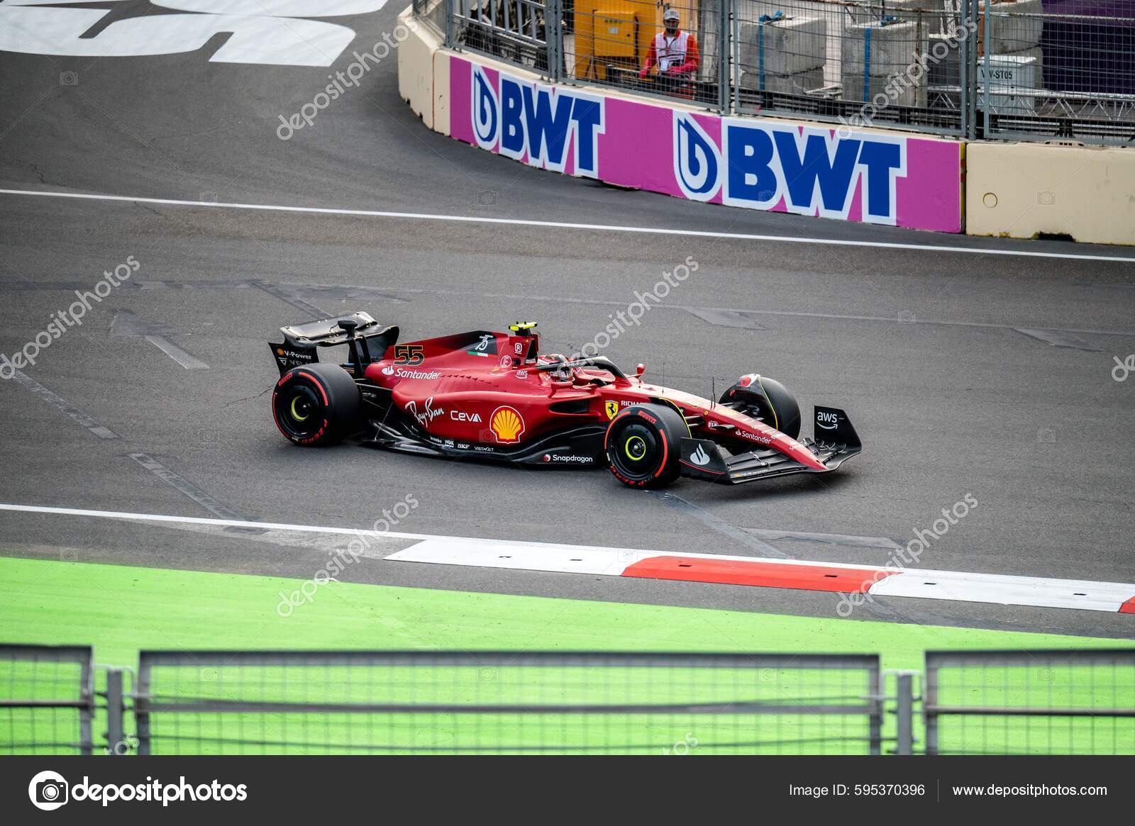 Автомобиль Формулы Ferrari Захваченный Время Гран 2022 Баку.