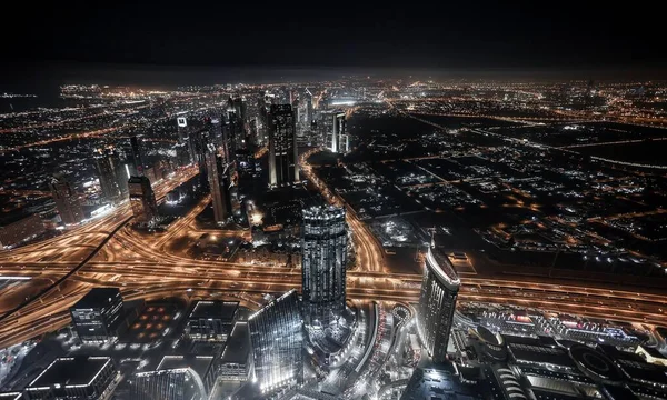 Widok Tarasu Widokowego Burj Khalifa Nocy Dubaj Zjednoczone Emiraty Arabskie — Zdjęcie stockowe