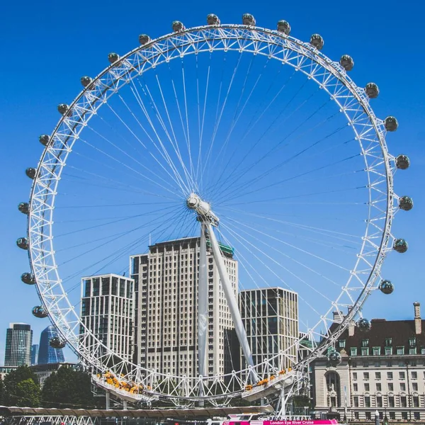 Nahaufnahme Eines Londoner Auges Hintergrund Eines Blauen Himmels — Stockfoto