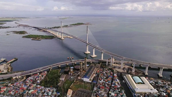 Αεροφωτογραφία Του Παραθαλάσσιου Αστικού Τοπίου Cebu Και Της Γέφυρας Cebu — Φωτογραφία Αρχείου