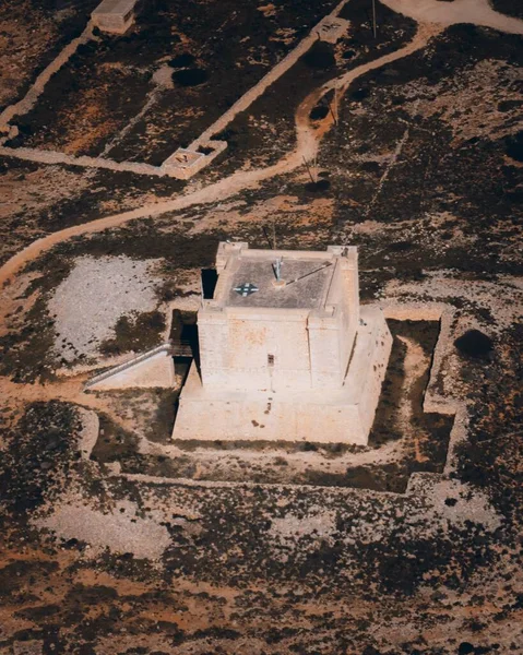 Αεροφωτογραφία Του Πύργου Της Αγίας Μαρίας Comino — Φωτογραφία Αρχείου
