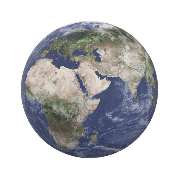 地球在白色背景上的3D渲染 — 图库照片