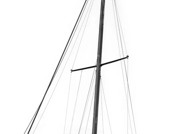 View Yacht Mast Ropes Isolated White Background — Stock Photo, Image