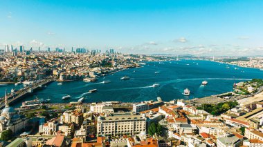 Güneşli bir günde Türkiye 'nin güzel İstanbul kentinin hava manzarası