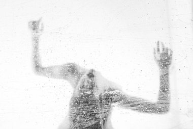 Pembe bir flamingo kafa içme suyuna yakın plan.