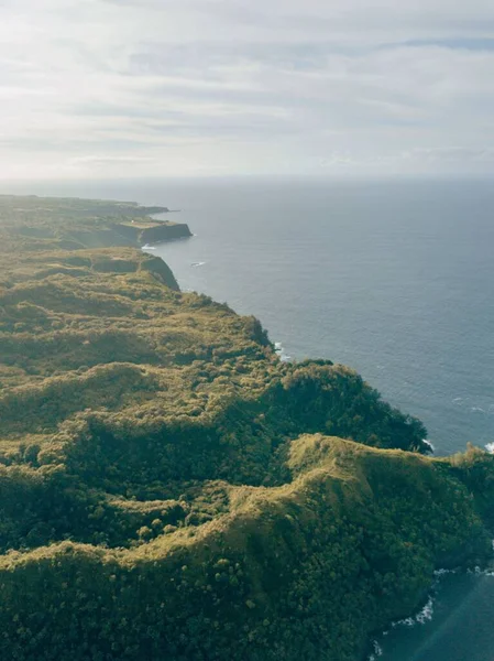 Aerial Top View Green Coasts North Maui Blue Sea — Stock Photo, Image