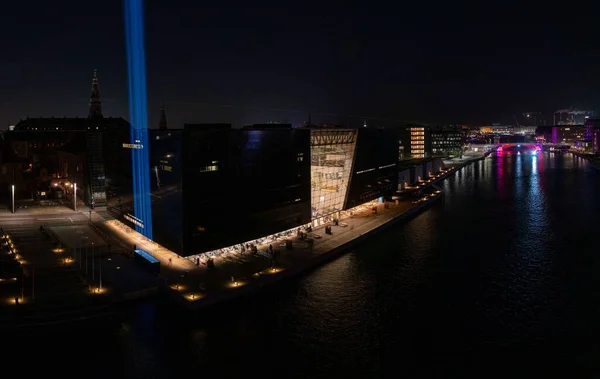 Una Vista Aérea Del Diamante Negro Durante Festival Luz Copenhague —  Fotos de Stock