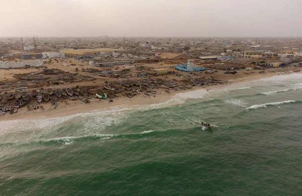 Aerial Landscape Fishing Port Nouakchott Mauritania Photo Shows Port Fishing — Stock Photo, Image