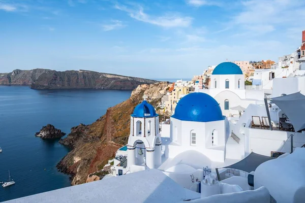 Vue Sur Oia Santorin Village Célèbre Île Avec Les Maisons — Photo