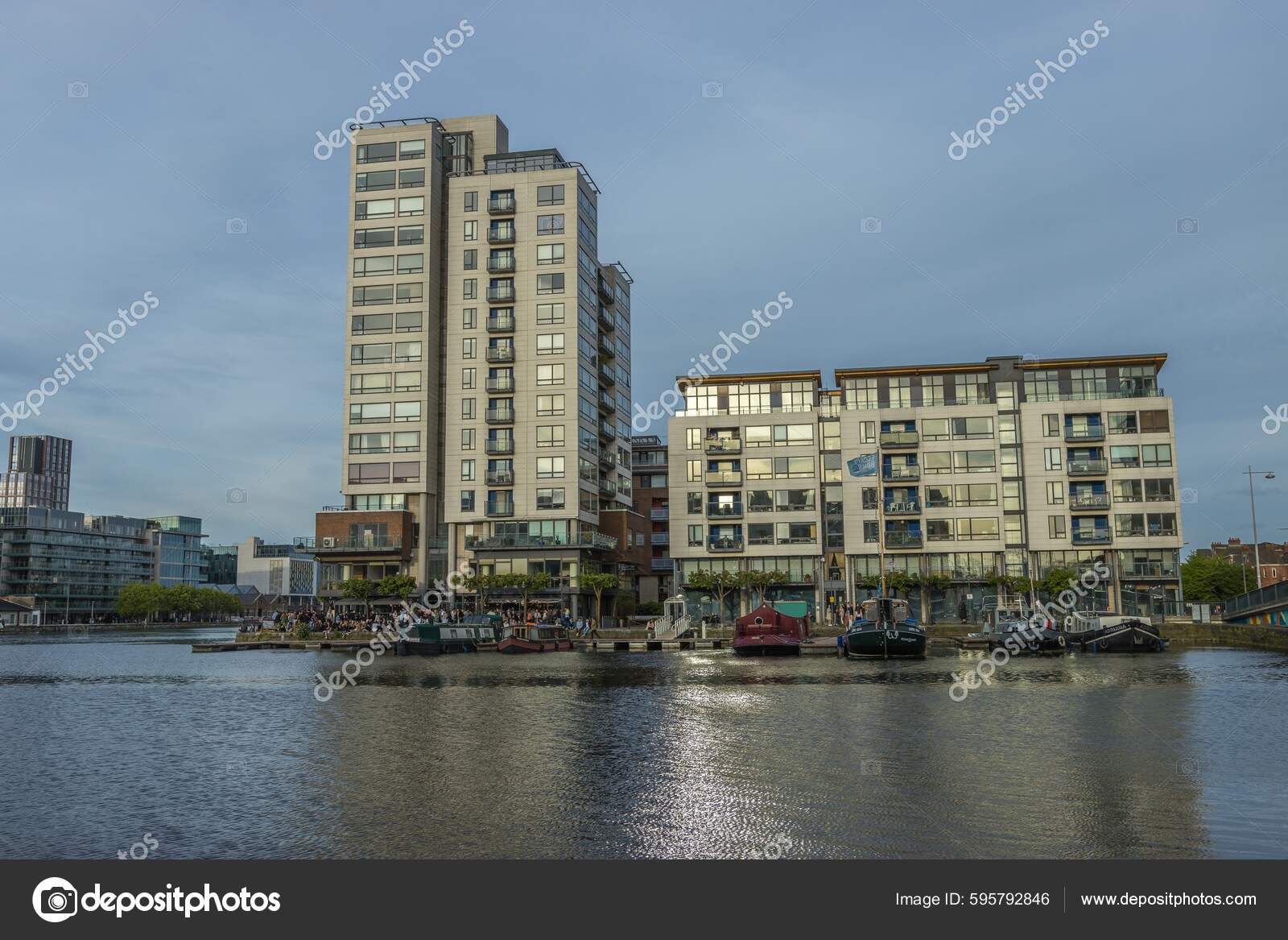 View Apartments Offices Dublin Docklands District Stock Editorial