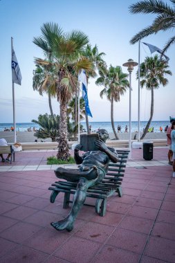 Almeria Körfezi manzarası Alcazaba 'dan görünüyor. Endülüs, Almerya, İspanya