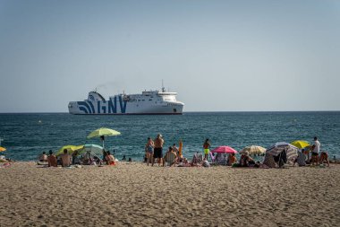 Almeria Körfezi manzarası Alcazaba 'dan görünüyor. Endülüs, Almerya, İspanya