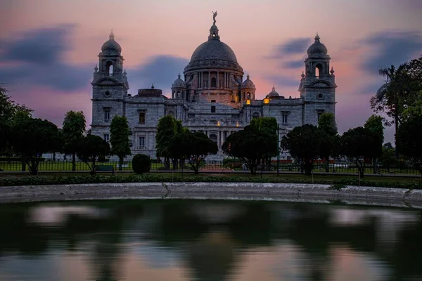 Очаровательный Вид Величественный Мемориал Виктории Закате Калькутта Индия — стоковое фото