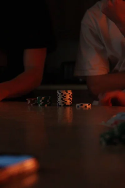 Vertical Shot Poker Chips Table — Stock Photo, Image