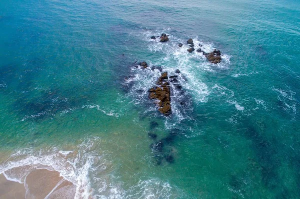 Drone Aereo Vista Una Spiaggia Vuota Mattino Presto Portogallo Settentrionale — Foto Stock