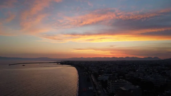 Bird Eye View Messinian Gulf Kalamata City Greece Beautiful Sunset — Stock Photo, Image