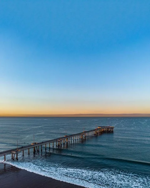 Pemandangan Dermaga Laut Saat Matahari Terbenam — Stok Foto