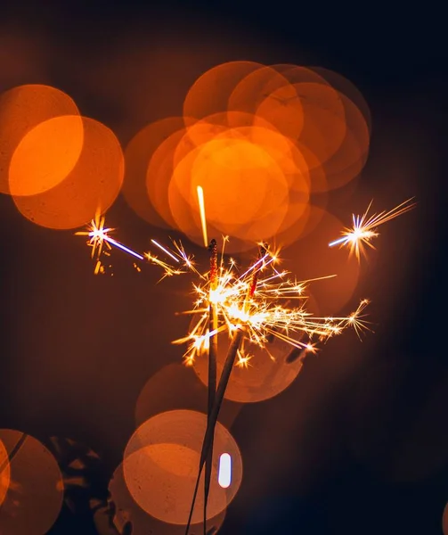 Burning Sparklers Bokeh Background — Stock Photo, Image