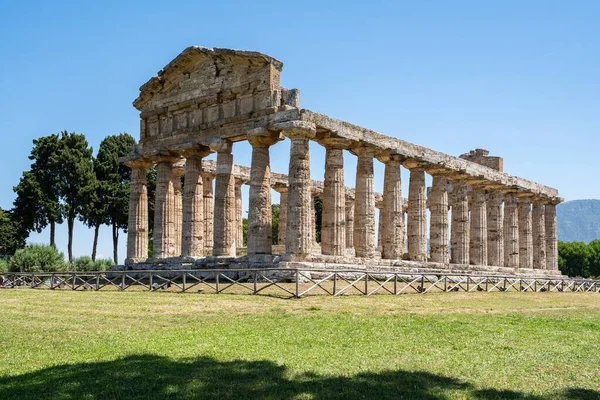 Templo Athena Paestum Sítio Arqueológico Campania Itália — Fotografia de Stock