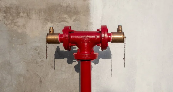 Closeup Red Ball Valve Weathered Wall — Stock Photo, Image