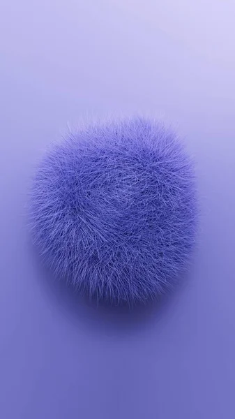 A 3D render of a purple fluffy textured object on a purple background