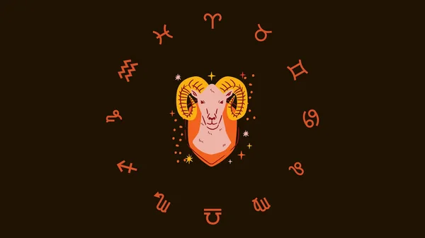 A digital illustration of a cool zodiac design wallpaper with a Capricorn goat