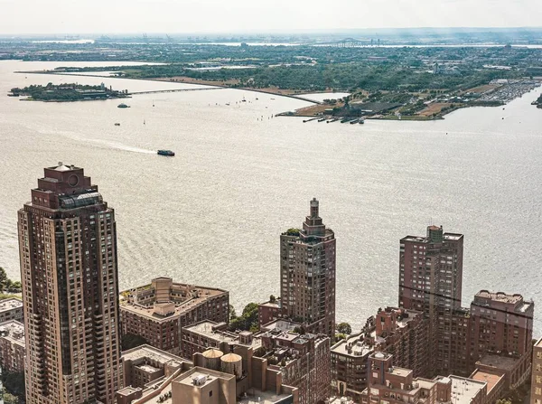 Hudson Nehri Nin Yüksek Açılı Bir Manzarası New York Abd — Stok fotoğraf