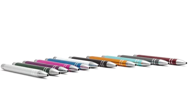 Closeup Shot Colorful Pens Isolated White Background — Stock Photo, Image