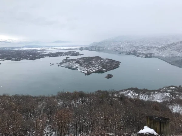 Malowniczy Widok Jezioro Slansko Zimie — Zdjęcie stockowe