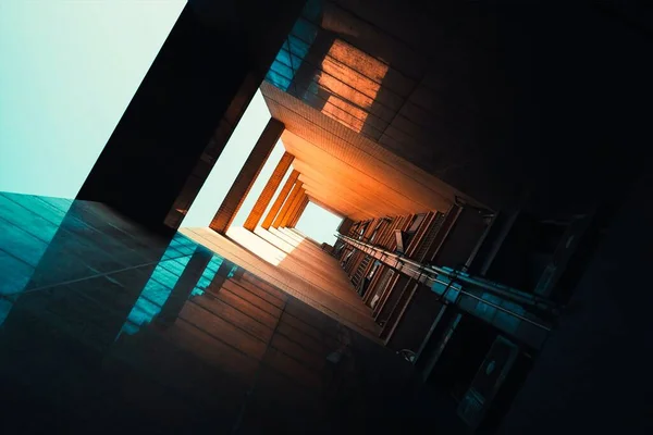 Низкоугольный Снимок Современной Шахты Лифта — стоковое фото