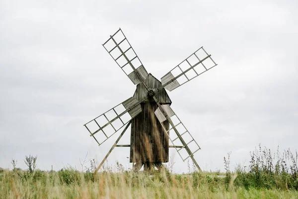 Старая Ветряная Мельница Скандинавии Ландака Vaderkvarnar Oland Швеция — стоковое фото