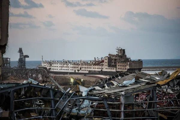 Der Hafen Von Beirut Nach Den Gewaltigen Explosionen Vom August — Stockfoto