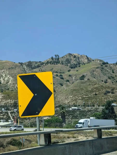 Selective Curve Road Sign Countryside — Stock Photo, Image