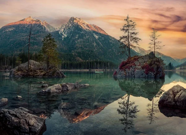 Hermoso Paisaje Lago Montañoso Hintersee Berchtesgaden Bayern — Foto de Stock