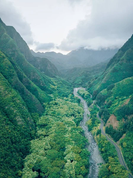 Een Prachtig Groen Landschap Met Vulkanen Bergen Van Maui Hawaii — Stockfoto