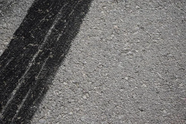 Black Tire Mark Gray Asphalt Texture — Stock Photo, Image