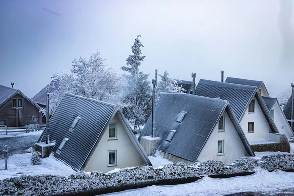Landscape Cottage Houses Snow — Stock Photo, Image
