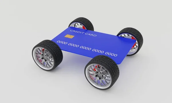 基于白色背景隔离的汽车轮胎信用卡3D渲染 — 图库照片
