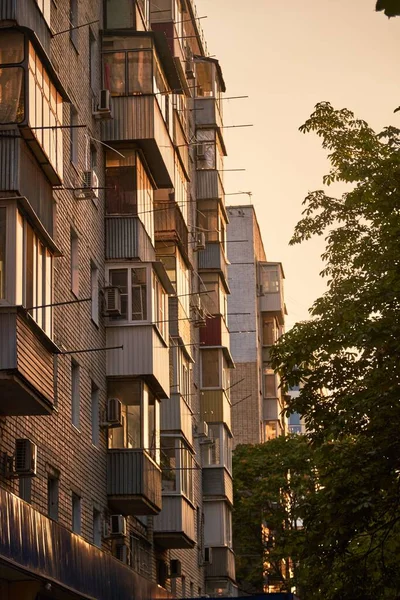 Facade Soviet Style Apartment Building — Stock Photo, Image