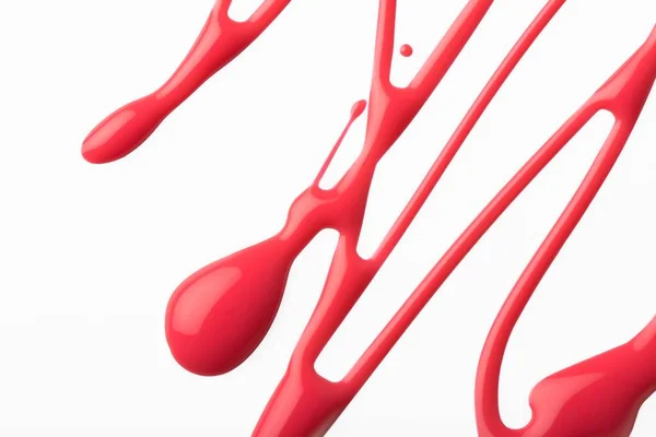 Een Close Van Rode Nagellak Druppels Geïsoleerd Witte Achtergrond — Stockfoto