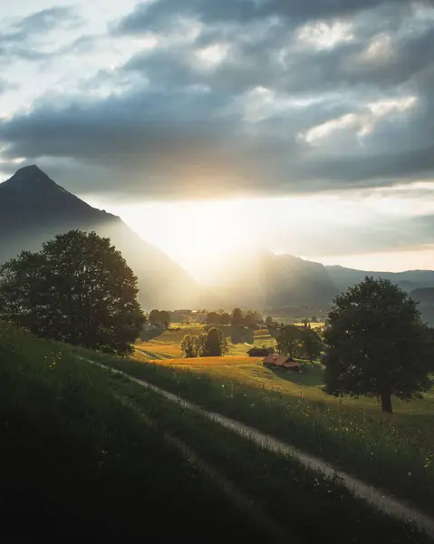 Vertical Shot Rural Landscape View Sunrise — Stock Photo, Image