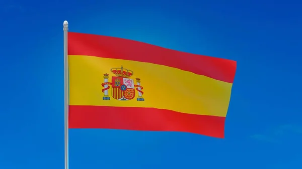 Ilustracja Przedstawiająca Flagę Hiszpanii Niebieskim Tle — Zdjęcie stockowe